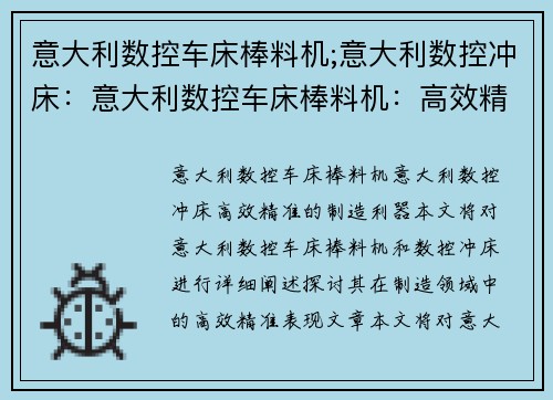 意大利数控车床棒料机;意大利数控冲床：意大利数控车床棒料机：高效精准的制造利器